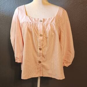 Cyrus Wide Square Neck Pink & White Gingham Perfect for spring size Medium